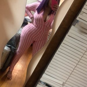 GSU woo so real one piece pussycat suit pink